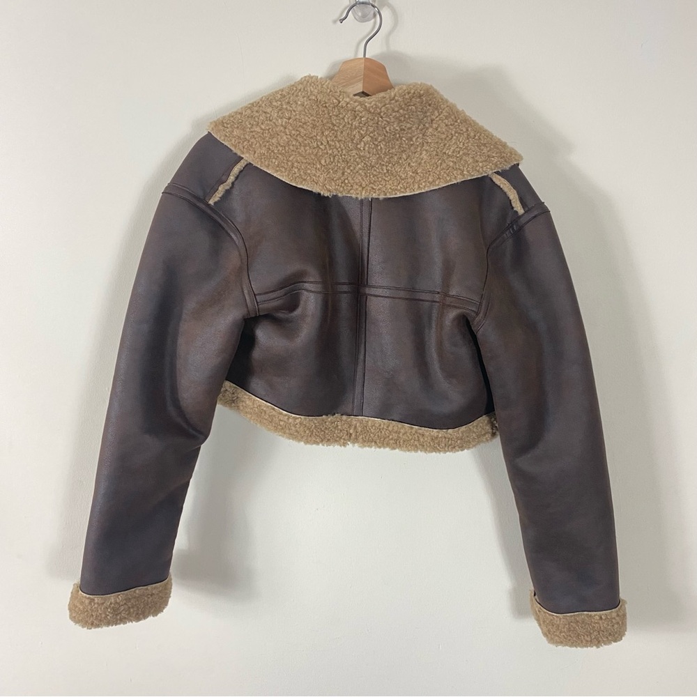 SHEIN X Carly Lawrence Khaki Fluffy Faux Shearling Jacket Brown - US 4/S - Picture 13 of 16